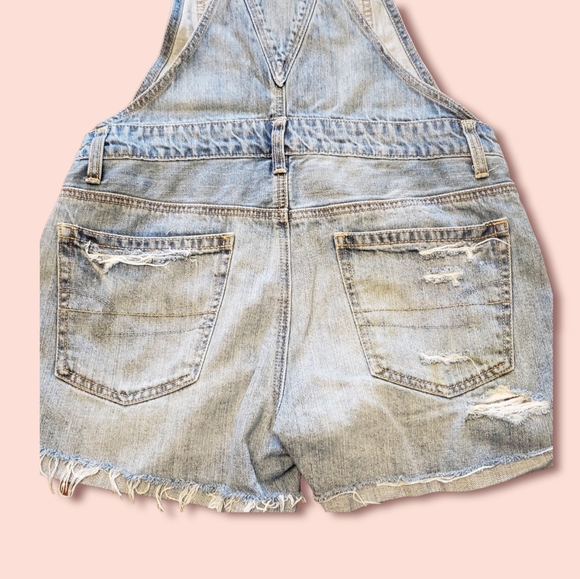 American Eaglel Denim Overalls Shorts XS Blue - Picture 4 of 8